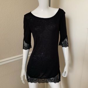 Intimately Free People NEW! Black Rayon Lacy Top L